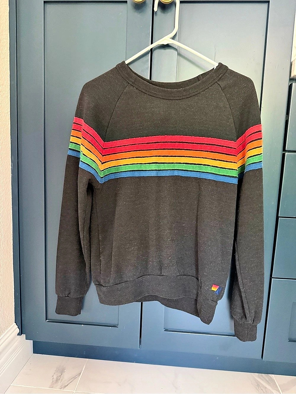Aviator Nation 5 Stripe Relaxed Crew Sweatshirt Size XS